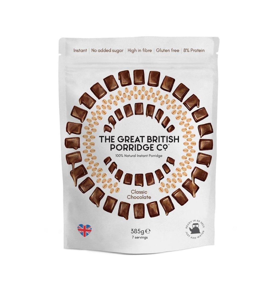 Νιφάδες Βρώμης Σοκολάτα Vegan The Great British Porridge Classic Chocolate